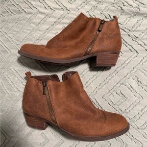 Rich Brown Suede Ankle Boots with Low Heel